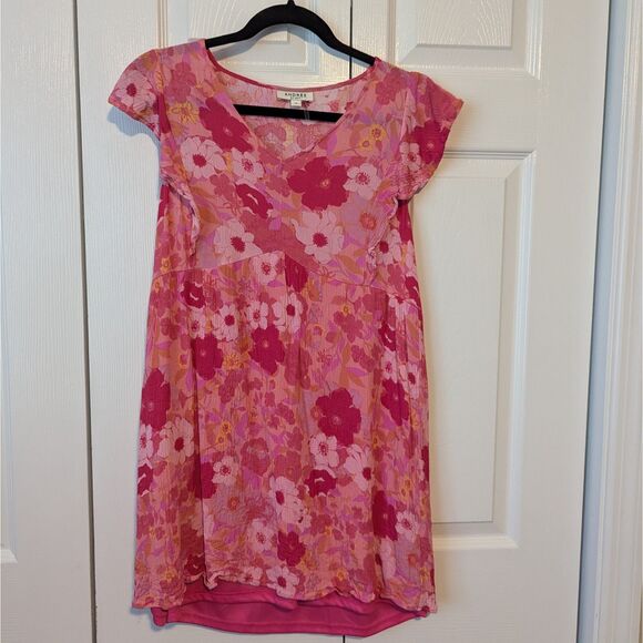 Andree by Unit Pink Floral Flutter Sleeve Dress | Women’s Medium - Picture 2 of 6